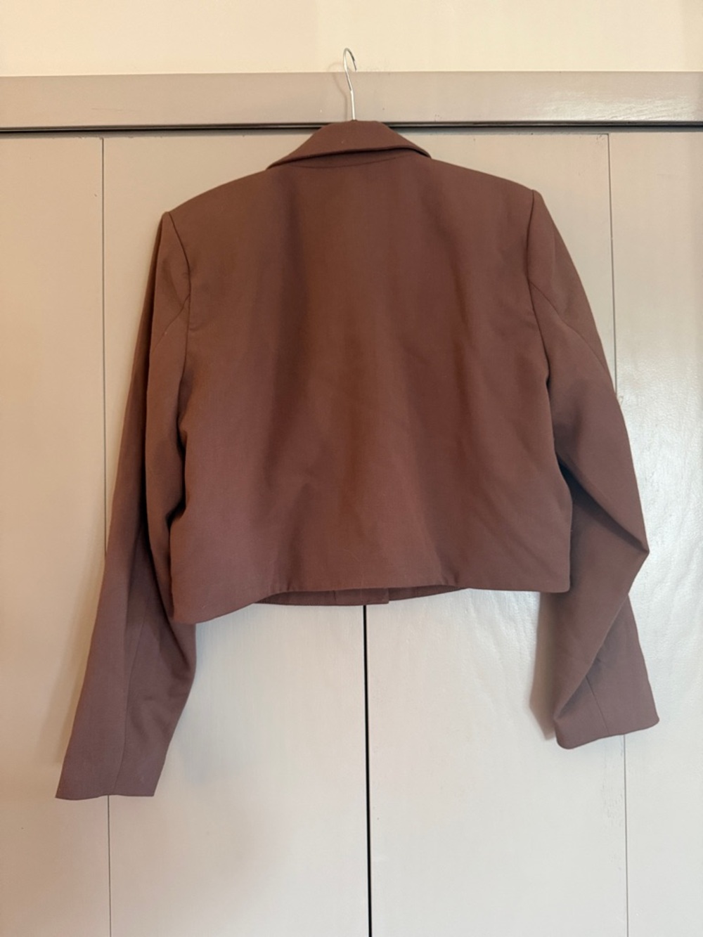 Abercrombie & Fitch Cropped Brown Single-Button Blazer - Picture 2 of 4